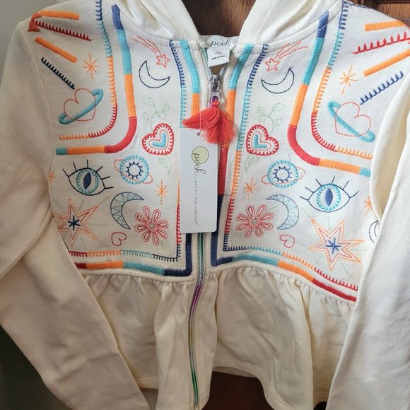 Peek Arent you curious size 10 girls embroidered hoodie - Picture 5 of 8
